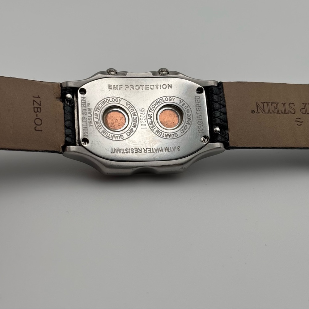 Philip Stein Teslar Dual Time Diamond Bezel Watch 45mm Lizard Strap - Picture 8 of 10